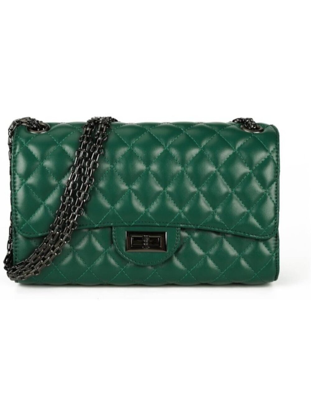 ใฝ๏ธWomen's Green Structured Purse Chain Strap Quilted Crossbody Shoulder Bags